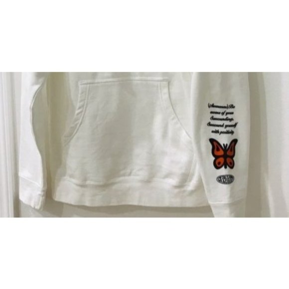 NWT PETALS PEACOCKS WHTE DRAWSTRING GRAPHIC HOODIE - Picture 5 of 8